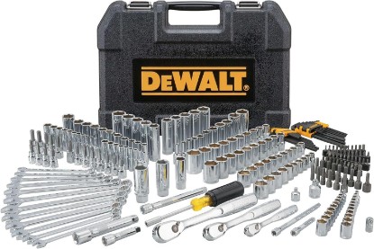 Picture of DEWALT Mechanic Tool Set, 247-Piece, 1/4 in., 3/8 in. and 1/2 in. Drive, SAE, Ratchets, Sockets, Hex Keys, Combination Wrenches, Polish Chrome Finish (DWMT81535)