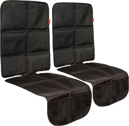 Picture of Lusso Gear Car Seat Cover & Protector - 2-Pack Waterproof Non-Slip Protector - Mesh Pocket Organizer - Universal Fit for Convertible & Toddler Car Seats, Black