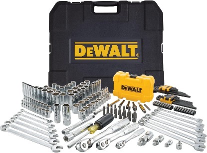 Picture of DEWALT Mechanic Tool Set with Case, Socket Set Metric and Standard Full, 1/4" & 3/8" Drive, Hex Keys and Specialty Tools, 168-Piece (DWMT73803)
