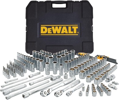 Picture of DEWALT 192 Pcs. Mechanics Tool Set, 1/2, 1/4, 3/8 Socket Set, SAE and Metric Socket Wrench Set, Hard Shell Tool Box (DWMT75049)