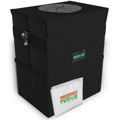 Picture of Drive - Car Trash Can - Collapsible, Leakproof Garbage Bin with 20 Trash Bags and Adjustable Strap - Car & Truck Accessories for Men and Women - Black, Large