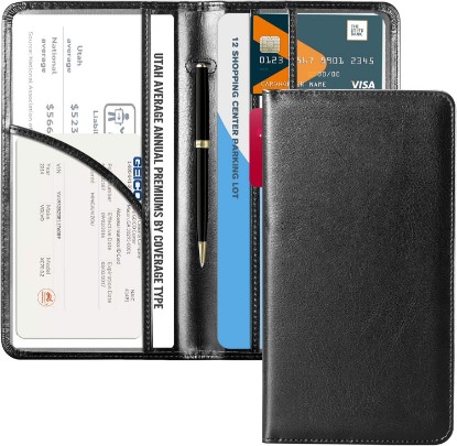 صورة CoBak Car Registration and Insurance Holder | Vehicle Glove Box Organizer, Auto Truck Compartment Document Case with Magnetic Closure for Insurance & Driver License
