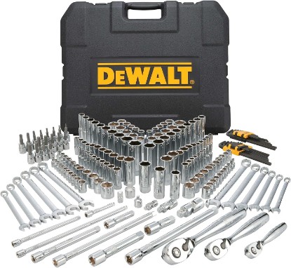 Picture of DEWALT Mechanics Tools Kit and Socket Set, 204-Piece Dewalt Tool Set, 1/4" & 3/8" & 1/2" Drive, Metric/SAE Deep and Shallow Sockets, 3/8" Hex Bits, Torx Bits, Spark Plugs, Wrenches (DWMT72165)
