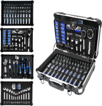 صورة Prostormer 240-Pieces Mechanic Tool Set with Aluminium Tool Box | SAE and Metric Sizes, Chrome-Vanadium Steel, Universal Household and Auto Repair Tool Kit