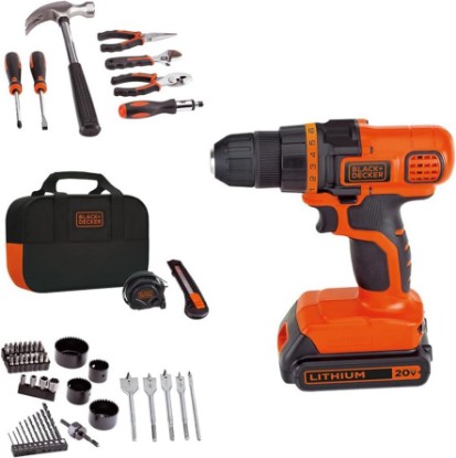 Picture of BLACK+DECKER 20V MAX 68-Piece Cordless Drill and Home Tool Project Kit with Tool Storage Bag (LDX120PK)