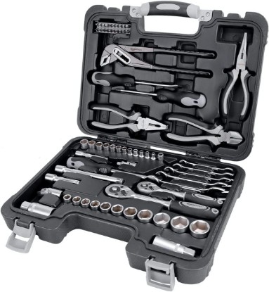 Picture of Amazon Basics 65-Piece General Household Home Repair and Mechanic's Hand Tool Kit Set with Storage Case, Portable, Non-Slip Handles, Black