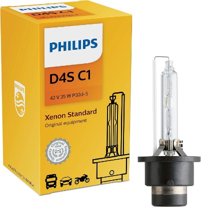 صورة PHILIPS Automotive Lighting D4S Authentic Xenon HID Headlight Bulb with 4200K Intense White Light, Fits Select High Beam and Low Beam Positions, 1 Pack