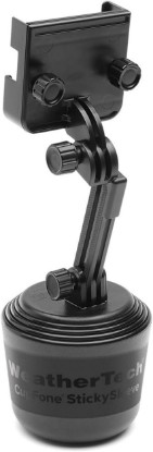 صورة WeatherTech CupFone Two View with Extension – Adjustable, Universal Cup Holder Cell Phone Mount Car & Truck Accessory – Best Design for iPhone & Smartphone Charging – Black Plastic Knobs