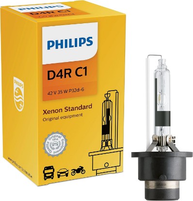 صورة PHILIPS Automotive Lighting D4R Authentic Xenon HID Headlight Bulb with 4200K Intense White Light, Fits Select High Beam and Low Beam Positions, 1 Pack