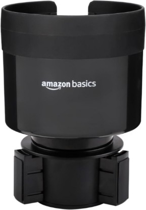 صورة Amazon Basics Car Cup Holder Expander with Adjustable Base, Securely Holds Large Bottles 3.4 to 3.8 in Diameter, Compatible with Yeti, Hydro Flask, Easy Installation, Black