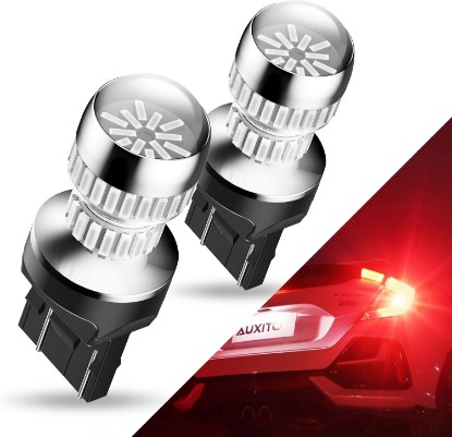 Picture of AUXITO Upgraded 7440 7443 LED Bulb Red for Tail Lights Brake Lights, Super Bright T20 W21W 7441 7444 LED Replacement for Stop Tail Brake Signal Lights, Pack of 2 ClimatePartner certified