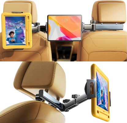 صورة LISEN iPad Holder for Car Tablet Mount, Road Trip Essentials Kids Back Seat | Car Accessories for Women Interior Kit Organizer Back Seat, Toddler Travel Essential for Car Trip, iPad Car Mount Headrest