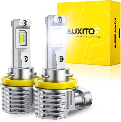 Picture of AUXITO H11 H16 H8 LED Fog Light Bulbs 6500K White 1200% Brightness 40,000LM Mini Size H11 LED Fog Lights or DRL Upgrade, Non-polarity, Play and Plug (Pack of 2) ClimatePartner certified