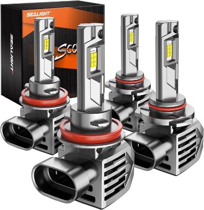 Picture of SEALIGHT S7S 𝐇𝟏𝟏/𝐇𝟖/𝐇? 9005/HB3 Light, 240000LM Brightest Fog Bulbs, 6500K White, Easy Installation,10 Years Lifespan, Plug-N-Play, 4 Pack Global Recycled Standard