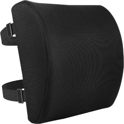 Picture of Amazon Basics Rectangular Memory Foam Back Support Cushion for Office Chairs, Non-Slip Base for Long Sitting, Black
