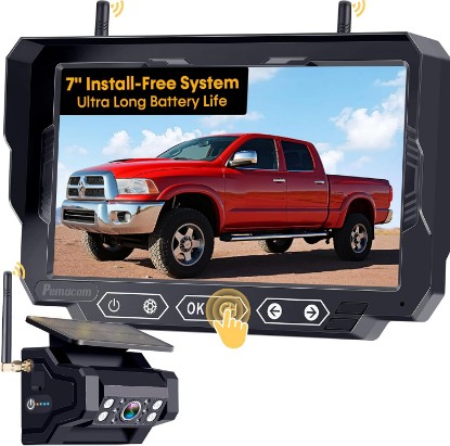 Picture of 1080P HD Wireless Backup Camera - 1 Minute Magnetic Easy Install No Wiring | 7" Anti-Glare Monitor, Clear Night Vision, Solar 24H Long Life, Scratch-Proof Rear View Camera for Truck, Trailer, Small RV