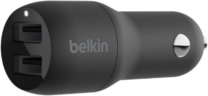 صورة Belkin 24 Watt Dual USB Car Charger - 2 12W USB A Ports with Fast Charging for Apple iPhone 14, 14 Pro, 14 Pro Max, iPhone 13, 13 Pro, 13 Pro Max, Samsung Galaxy, AirPods & More - USB-C Charger