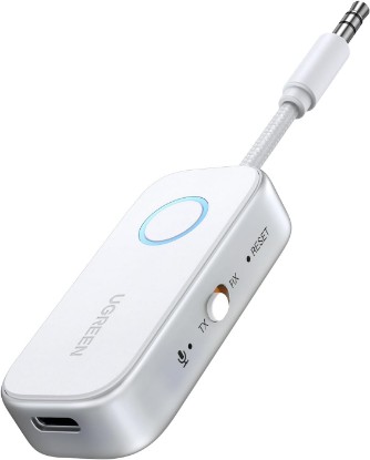 صورة UGREEN Airplane Bluetooth 6.0 Transmitter Receiver for 2 Airpods or Headphones, Airplane Travel Essentials 2-in-1 Wireless Bluetooth Adapter, 3.5MM AUX Jack Adapter on Flight, TV, Car Stereo