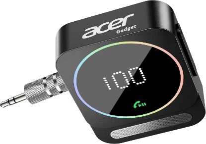 Picture of Acer Gadget Bluetooth Receiver for Car, 3.5mm AUX Bluetooth Car Adapter | Wireless Audio Receiver for Home Stereo/Wired Headphones, Hands-Free Call, 16H Battery, Noise Cancelling, Dual Pairing, Black