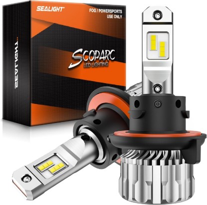 Picture of SEALIGHT H13 Bulbs, 70000LM 800% Brighter 6500K Cool White H13 Bulbs with Fan, 70000H Lifespan, IP68 Waterproof, Pack of 2 Global Recycled Standard