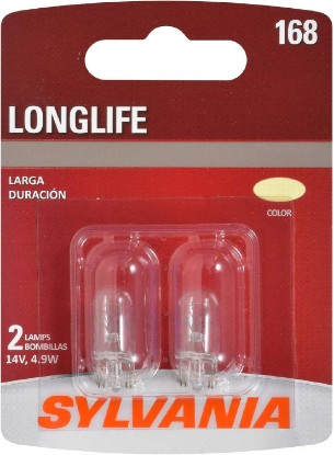 Picture of SYLVANIA 168 Long Life Miniature Bulb, Interior Lighting, 2-Pack | Dependable, Extended-Life Miniature Bulb Delivers Consistent, Reliable, Auxillary Illumination