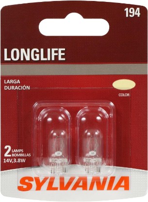 Picture of SYLVANIA 194 Long Life Miniature Bulb, Interior Lighting, 2-Pack | Dependable, Extended-Life Miniature Bulb Delivers Consistent, Reliable, Auxillary Illumination