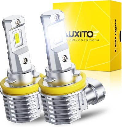Picture of AUXITO H11 LED Bulb H8 H9 H16 80000LM 6500K Cool White, 22W Low Power Consumption, Plug-N-Play Non-Polarity Design, Perfect Beam Pattern for Fog Lights, Driving Lights, Replacement Bulbs Pack of 2