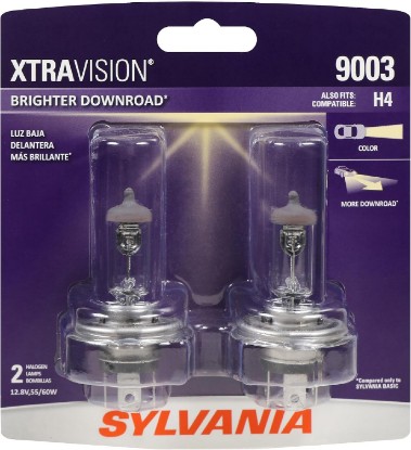 Picture of SYLVANIA 9003 XtraVision Halogen Headlight Bulb, High or Low Beam, 2 Bulbs | Brighter High Beam, Low Beam, and Fog Light Helps to Improve Downroad Visibility