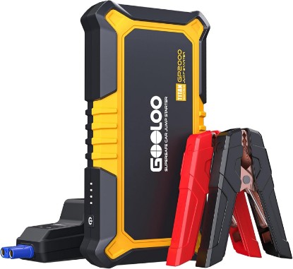 صورة GOOLOO GP2000-2000A Portable Car Battery Jump Starter for 12V Vehicle | SuperSafe Lithium Battery Booster Power Pack with Storage Case - Safety Protect - LED Light - For 8L Gas & 6L Diesel Engines