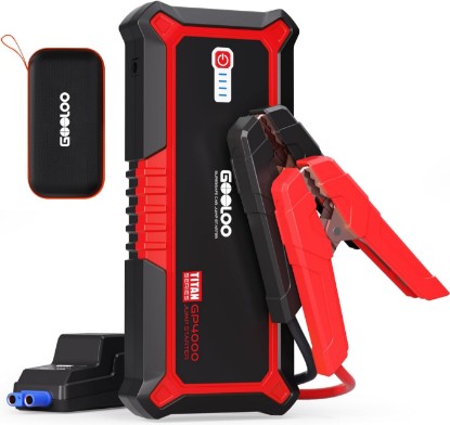 Picture of GOOLOO GP4000: SuperSafe 4000A Jump Starter - 12V Car Battery Booster Pack | Lithium Jump Box with Jumper Cable - Spark-Proof - BOOST Button - LED Flashlight - For All Gas & 10 Diesel Engines