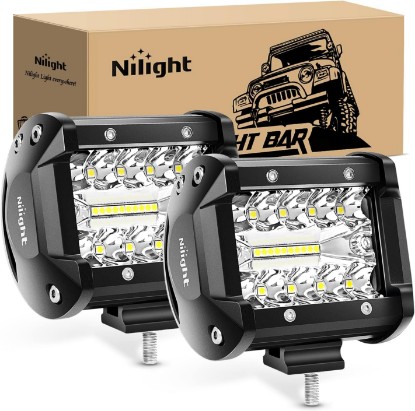 Picture of Nilight Led Light Pods 2PC 4Inch 60W Flood Spot Combo Triple Row Driving Lamp Roof Bumper Off Road LED Work Lights Pods for Van Camper Wagon Car Pickup Golf Cart ATV UTV SUV Truck Boat 4x4
