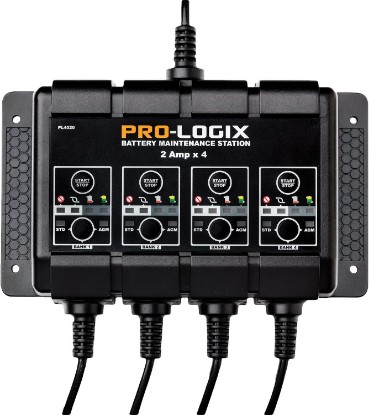 Picture of Clore Automotive PL4020, Pro-Logix 4-Bank, 8-Amp (2-Amp Per Bank) Fully Automatic Smart Charger, 12V Battery Charger, Battery Maintainer, Desulfator with Temperature Compensation, Black