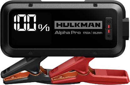 Picture of Hulkman Alpha Pro 2000A Jump Starter, 74Wh High-Capacity Car Battery Jump Starter, PD65W Fast Charging in & Out, 3.3" Smart Display Jump Box, 12V Jump Pack for 8.5L Gas/6.0L Diesel, Solid Black ClimatePartner certified