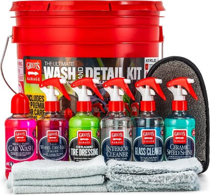 Picture of Griot's Garage The Ultimate Wash and Detail Kit, 58582 | Includes Bucket with Car Wash, Wheel-Tire-Mat, Interior, and Glass Cleaners, Ceramic Speed Shine, and more
