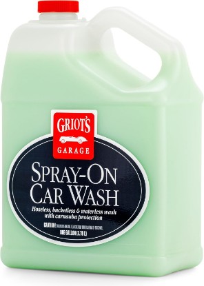 Picture of Griot's Garage Spray-On Car Wash for Vehicle Cleaning and Detailing, Rinseless and Waterless, No Hose and Bucket Needed, With Carnauba Wax Protection, 11066, One Gallon