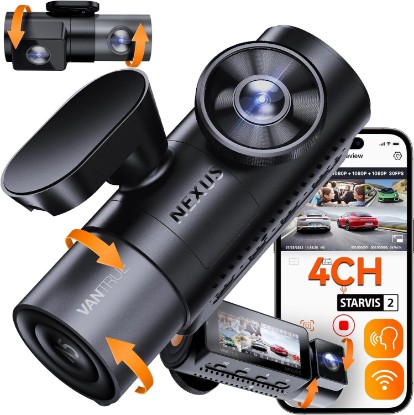 Picture of VANTRUE N5 4 Channel WiFi 360° All Sides Dash Cam | 2.7K+1080P*3 Front Rear Inside Dashcam, STARVIS 2, Night Vision, 24H Parking Mode, GPS, Voice Control, Support 512GB Max Recycled Claim Standard Blended