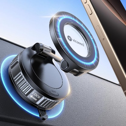 Picture of VICSEED Car Phone Holder for Magsafe Car Mount [85 LBS Strongest Suction] | 2026 Upgraded Vacuum Magnetic Phone Holders for Your Car 360° Adjustable Car Phone Mount for iPhone 17 Pro Max 16 15 14 13 Global Recycled Standard