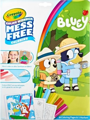 Picture of Crayola Bluey Color Wonder Coloring Set, 18 Mess Free Toddler Coloring Pages & 5 Markers, Bluey Activity Set for Kids, Gift for Toddlers, Ages 3+