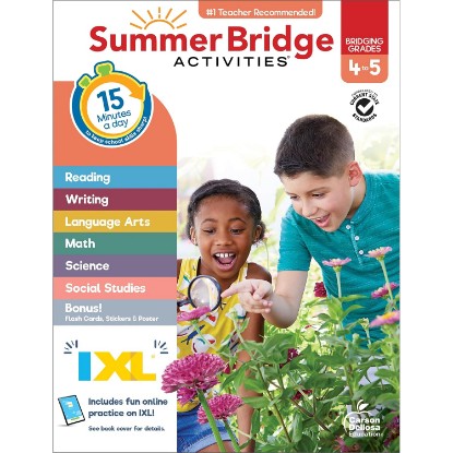 صورة Summer Bridge Activities 4th to 5th Grade Workbooks All Subjects, Math, Language Arts, Reading Comprehension, Science, Social Studies, Writing, Fitness, Flash Cards, Stickers and More