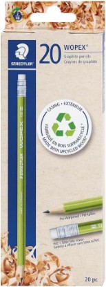 Picture of STAEDTLER WOPEX Pre-Sharpened #2 Pencils, Pack of 20 - Ergonomic Triangular Shape, Break-Resistant, Non-Slip Surface, Wood-Polymer, PVC-Free Eraser Tip