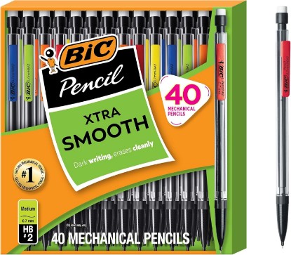 Picture of BIC Xtra Smooth Mechanical Pencil, 0.7 mm Medium Point, 40-Count Pack | Refillable and Retractable Design | Break-Resistant Lead for Durability | Ideal for Students and Teachers