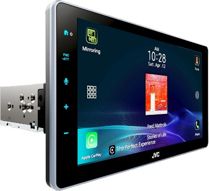 Picture of JVC KW-Z900W 9 Inch HD Touchscreen Car Stereo, Wireless Apple CarPlay Android Auto, Bluetooth, HDMI Input, Backup Camera Ready, SiriusXM Ready, Single DIN Floating Display, 3 RCA Preouts