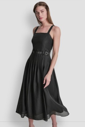 BELTED PLEATED MIDI DRESS VIEW 1 | MIDI DRESSES
