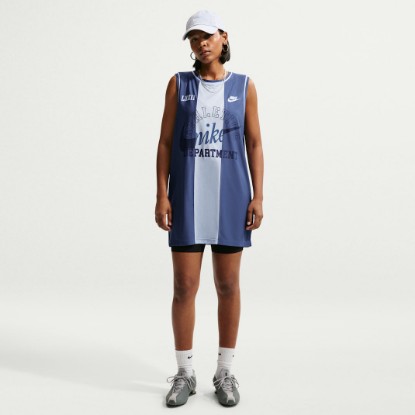 Nike Sportswear Women's Loose Heritage Jersey Dress - Mystic Navy/Hydrogen Blue/Hydrogen Blue/Hydrogen Blue