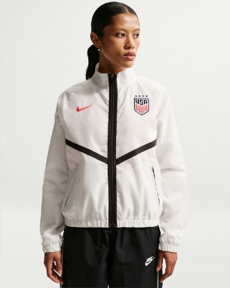 USWNT Women's Nike Dri-FIT Soccer Anthem Jacket - Sail/Black/Challenge Red