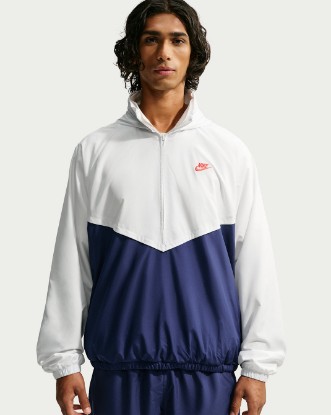 Nike Windrunner Men's Lightweight Half-Zip Jacket - Summit White/Blue Void/Light Crimson