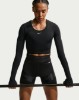 Nike Pro Women's Dri-FIT Cropped Long-Sleeve Top - Black/Anthracite/White