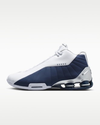 Nike Shox BB4 Men's Shoes - White/Metallic Silver/Midnight Navy