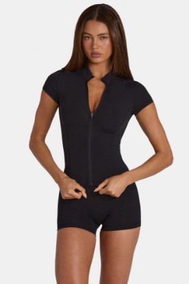 صورة Soft Active Zip-Up Top in Black