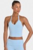 Bo+Tee model Kiele wearing the BT16359__LightBlue Full Top in Light Blue Modal fabric perfect for gym workouts